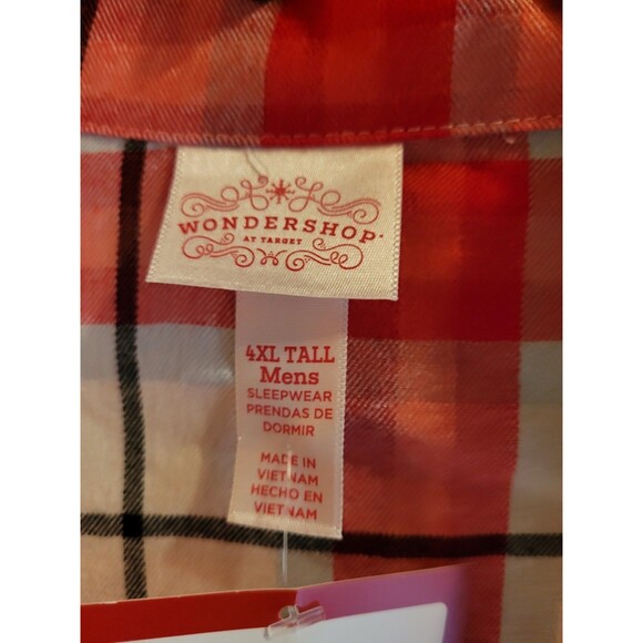Wondershop Men’s Red Plaid 4XLT Pajama Button Down Shirt Red/White/Blue Big/Tal - Picture 6 of 6